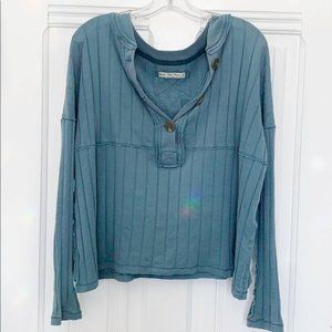 Free people oversized long sleeve blue teal